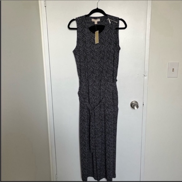NWT MICHAEL KORS Floral Matte Jersey Belted Jumpsuit - Picture 3 of 8